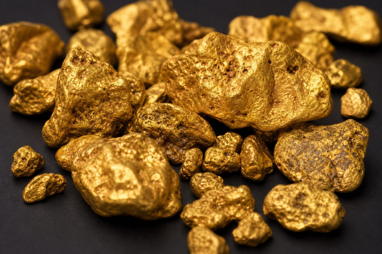 Gold nuggets and refined gold material